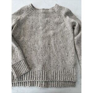 Kenar Womens Size S Oatmeal Wool Blend Back Button Crew Neck Pullover Sweater